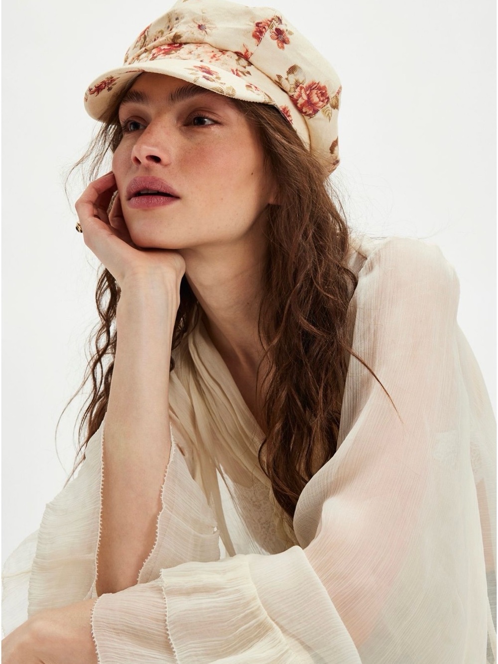 Free people floral cabbie cadet cap